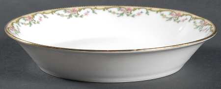 The Meuse (Pink & Yellow Flowers, Green) Coupe Cereal Bowl