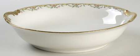The Meuse (Pink & Yellow Flowers, Green) 9" Round Vegetable Bowl