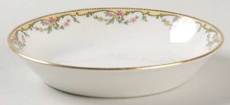 The Meuse (Pink & Yellow Flowers, Green) Fruit/Dessert (Sauce) Bowl