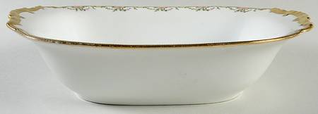 The Meuse (Pink & Yellow Flowers, Green) 10" Rectangular Vegetable Bowl