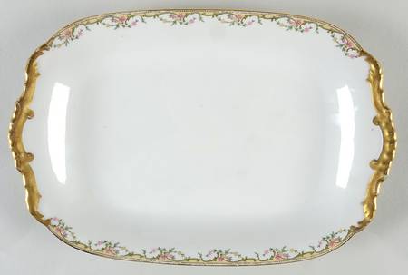 The Meuse (Pink & Yellow Flowers, Green) 12" Rectangular Serving Platter