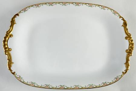 The Meuse (Pink & Yellow Flowers, Green) 17" Rectangular Serving Platter