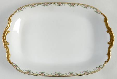 The Meuse (Pink & Yellow Flowers, Green) 14" Rectangular Serving Platter