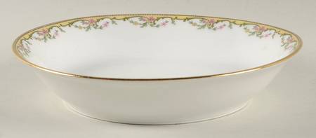The Meuse (Pink & Yellow Flowers, Green) Coupe Soup Bowl