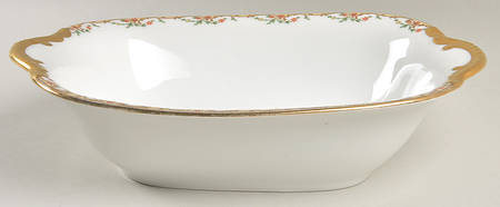 The Meuse (Rust & Yellow Flowers, Tan) 10" Rectangular Vegetable Bowl