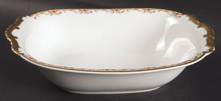 The Meuse (Rust & Yellow Flowers, Tan) 10" Oval Vegetable Bowl