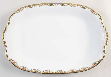 The Meuse (Rust & Yellow Flowers, Tan) 17" Oval Serving Platter