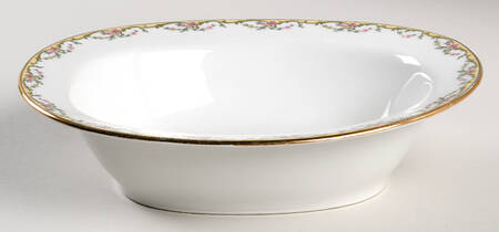 The Meuse (Rust & Yellow Flowers, Tan) 9" Oval Vegetable Bowl
