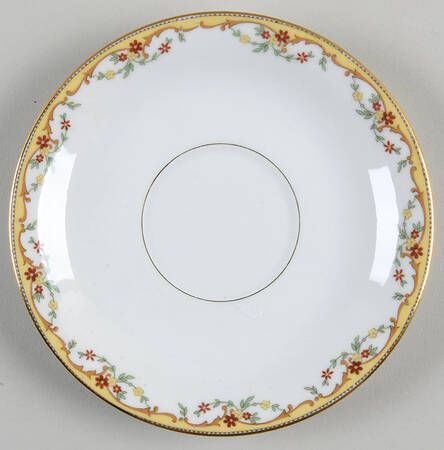 The Meuse (Rust & Yellow Flowers, Tan) Saucer for Flat Cup