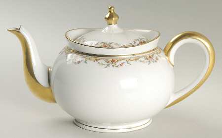The Meuse (Rust & Yellow Flowers, Tan) Teapot & Lid