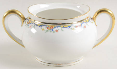 The Meuse (Red Flowers, Blue) Sugar Bowl No Lid