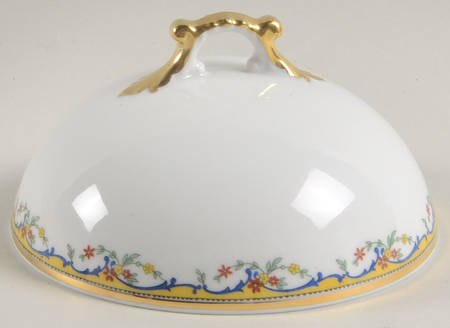 The Meuse (Red Flowers, Blue) Lid for Round Butter
