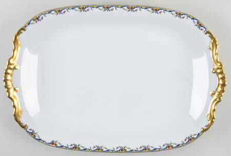 The Meuse (Red Flowers, Blue) 16" Oval Serving Platter