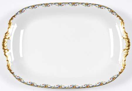The Meuse (Red Flowers, Blue) 17" Oval Serving Platter