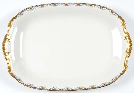 The Meuse (Red Flowers, Blue) 19" Oval Serving Platter