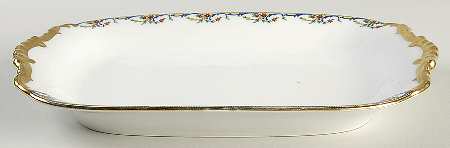 The Meuse (Red Flowers, Blue) 12" Oval Serving Platter