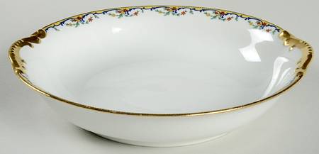 The Meuse (Red Flowers, Blue) 9" Round Vegetable Bowl