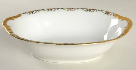 The Meuse (Red Flowers, Blue) 10" Oval Vegetable Bowl