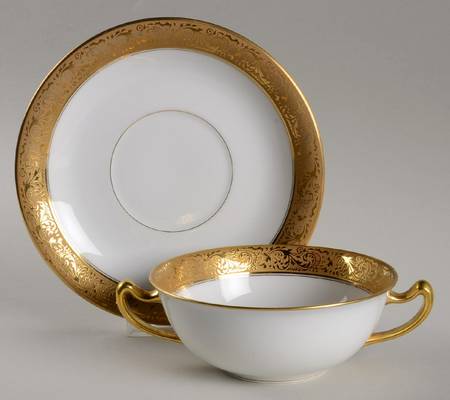 VIG28 Flat Cream Soup Bowl & Saucer Set