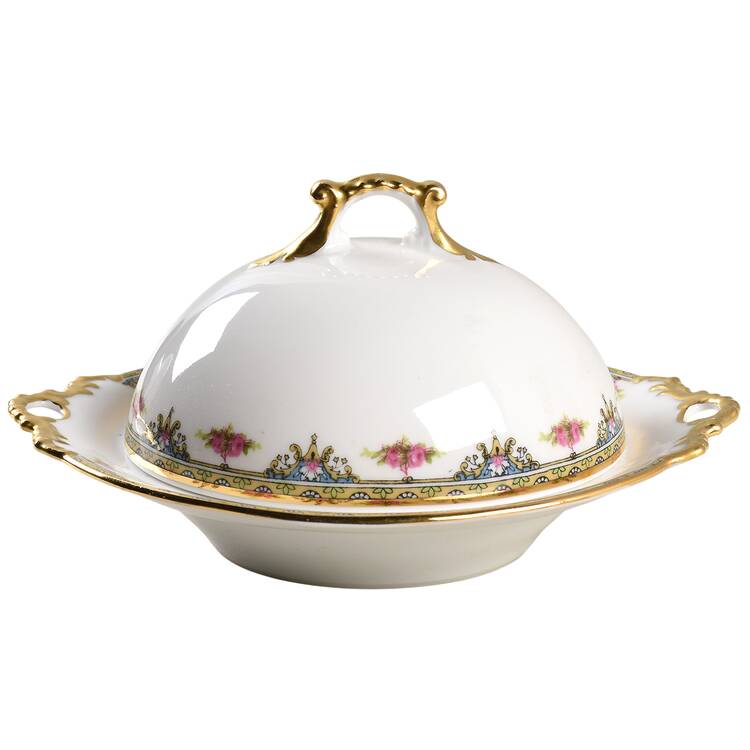 VIG3 Round Covered Butter with Strainer