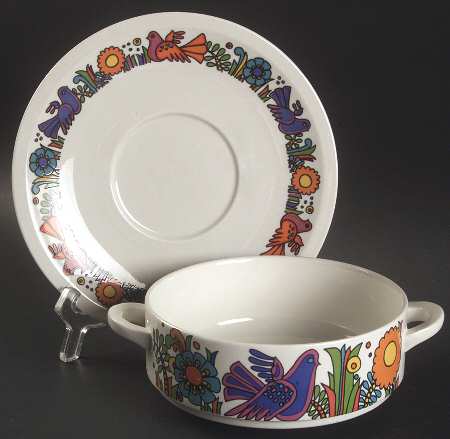 Acapulco (Older, Milano Shape) Flat Cream Soup & Saucer Set by Villeroy & Boch
