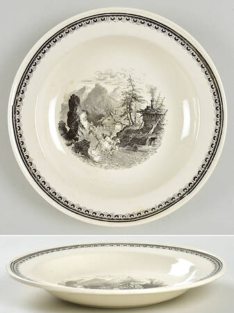 Alpina (Smooth, Black Scene) Rim Soup Bowl