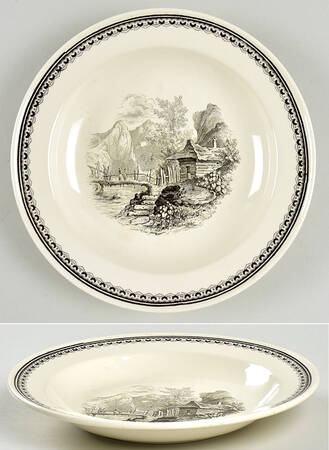 Alpina (Smooth, Black Scene) Rim Soup Bowl
