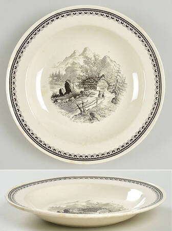 Alpina (Smooth, Black Scene) Rim Soup Bowl