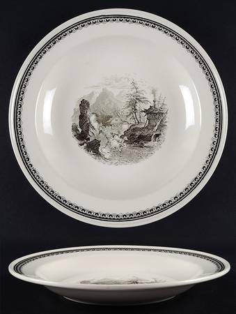 Alpina (Smooth, Black Scene) Large Rim Soup Bowl