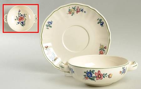 Alt Strassburg (Trim Off Edge) Footed Cream Soup Bowl & Saucer Set