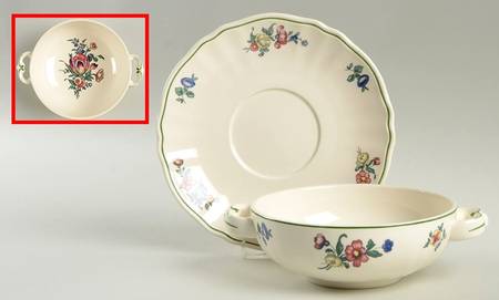 Alt Strassburg (Trim Off Edge) Footed Cream Soup Bowl & Saucer Set