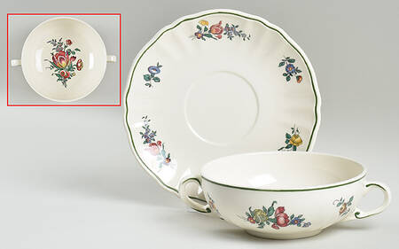 Alt Strassburg (Trim Off Edge) Footed Cream Soup Bowl & Saucer Set