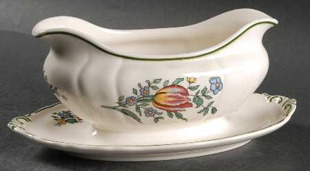 Alt Strassburg (Trim Off Edge) Gravy Boat with Attached Underplate