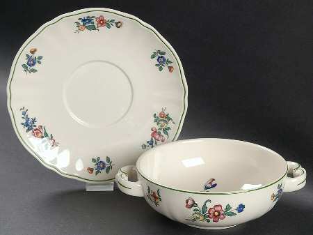 Alt Strassburg (Trim Off Edge) Footed Cream Soup Bowl & Saucer Set