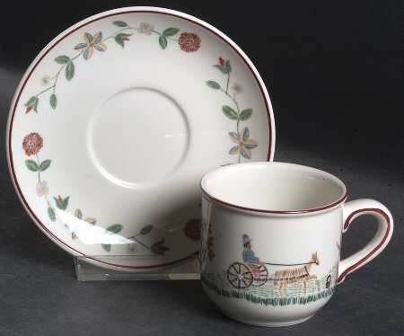 American Sampler Flat Demitasse Cup & Saucer Set by Villeroy & Boch