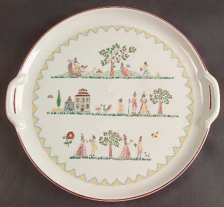American Sampler Handled Cake Plate by Villeroy & Boch