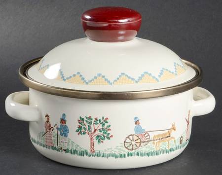 American Sampler 1.5 Quart Metal Stew Pot & Lid