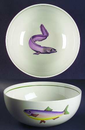 Atlantic (Fish, No Flowers, Cream) 8" Round Vegetable Bowl