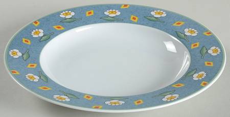 Ava Blue Large Rim Soup Bowl