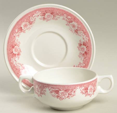 Balmoral Pink Flat Cream Soup Bowl & Saucer Set