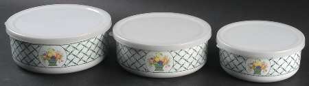 Basket 3 Pc Metal Bowl W/Plastclid (5 3/4",6 5/8",7 1/4")