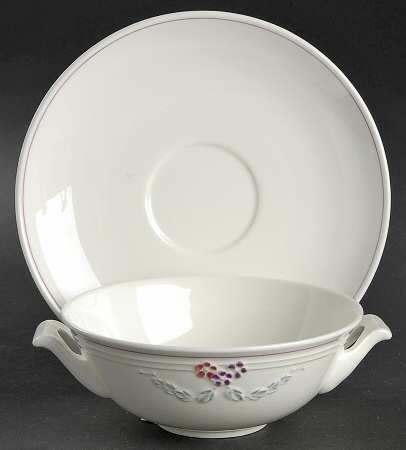 Bel Fiore Footed Cream Soup Bowl & Saucer Set