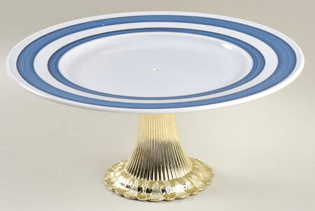 Blue Cloud Cake Stand with 4"-5" Metal Pedestal  Hc