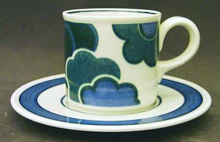Blue Cloud Flat Cup & Saucer Set