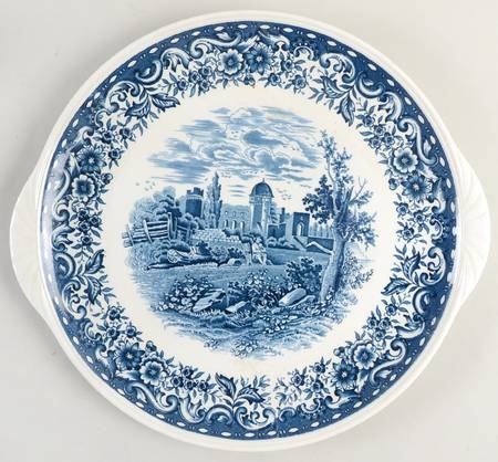 Blue Castle Handled Cake Plate
