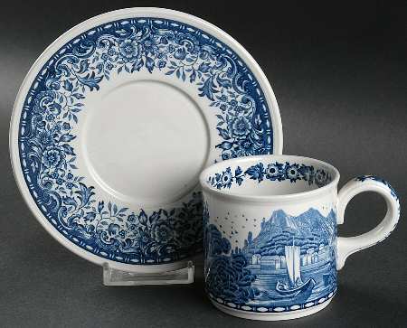 Blue Castle Flat Cup & Saucer Set