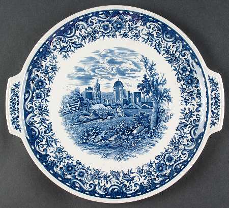 Blue Castle Handled Cake Plate