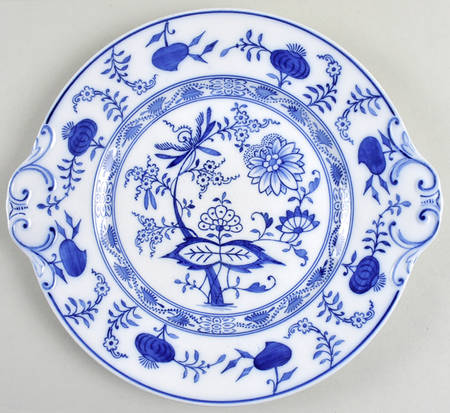 Blue Onion Handled Cake Plate