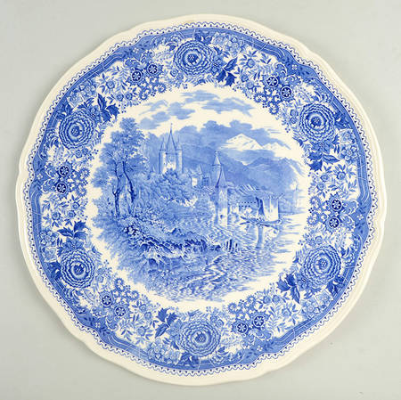 Burgenland Blue (Brown Backstamp) Round Torte Plate