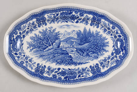 Burgenland Blue (Brown Backstamp) 10" Oval Serving Platter
